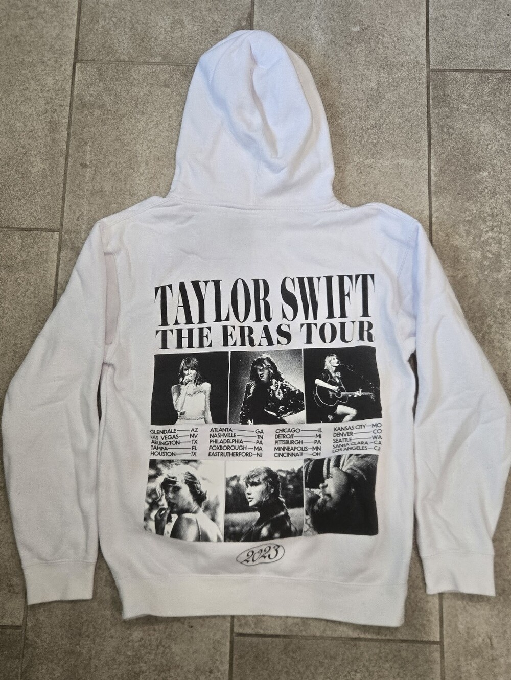 Official Taylor Swift The Eras Tour Collage White Hoodie Size S